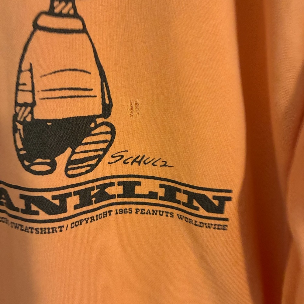 Peanuts x Marc Jacobs Franklin Sweatshirt Size S Orange Distressed Charlie RARE - Picture 3 of 13